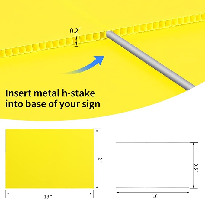 10-Pack 18x12 Inch Blank Yard Signs with Stakes - Waterproof Corrugated Plastic for Garage Sales, Gardens, Commercials & Parks (Yellow)