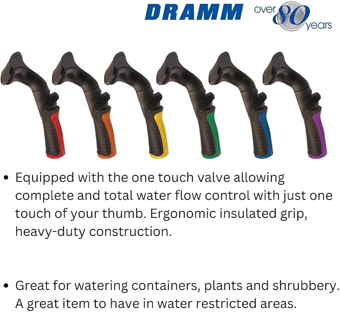 Dramm One Touch Fan Nozzle Handlheld Sprayer with Thumb Control Water Flow, Perfect for Water Restricted Areas When Watering Plants, Pots, Baskets, Vegetables, Green
