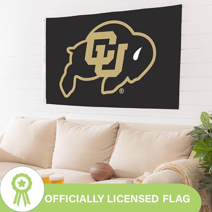 NCAA University of Colorado Flag with Grommets, 3'x5' Colorado Buffaloes Outdoor College Flags & Banners for Garden Patio Indoor Wall Décor