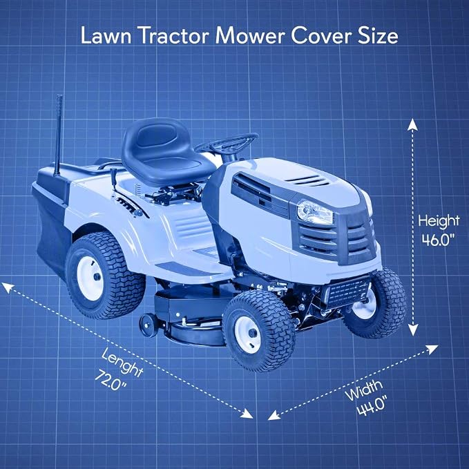 Pyle Riding Lawn Mower Cover, Waterproof Tractor Cover Universal Size, Durable, All Water Protection Covers for Your Rider Garden Tractor, Elastic Hem for Snug Fit, 72" x 44" x 46" Size (Green)