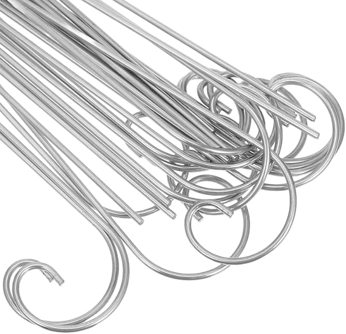 20pcs Plant Tag Pole Floral Sticks for Arrangements - 30cm Shepherds Hooks for Outdoor Floral Card Holder - Outdoor Shepherds Hook for Bird Feeder Silver