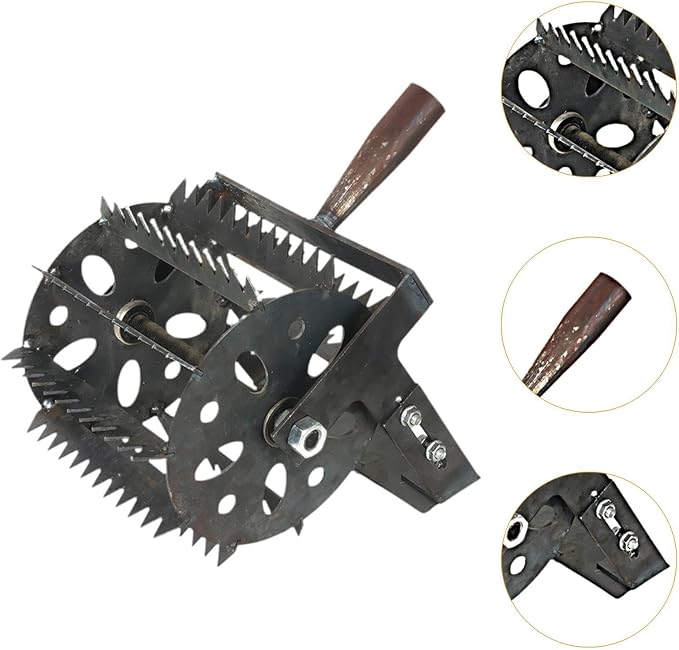 Generic Weeds Roller Manual Weeder Tool Hand Weeding Tool Rolling Lawn Aerator Weeds Remover for Agriculture Farm Yard Lawn Work