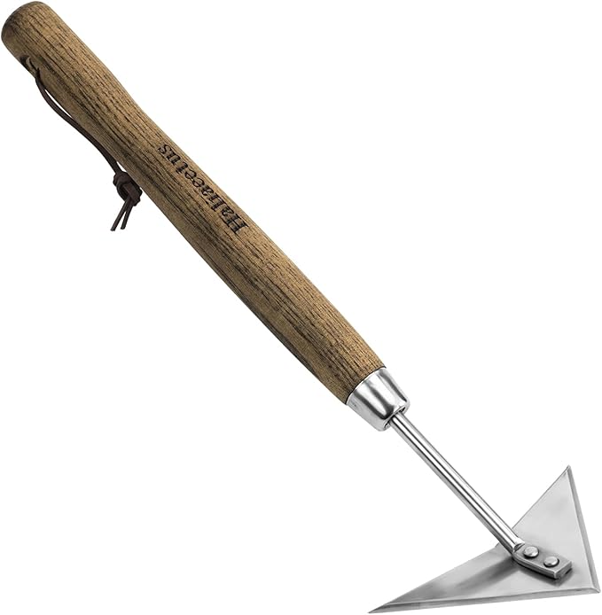 Haliaeetus Triangle Head Hoe, 15'' Scuffle Hoe for Weeding Precisely in Raised Bed, Stainless Steel Rogue Hoe for Weeding in Push-Pull Motion, Push Pull Hoe with Compact Size for Weeding Between Plant