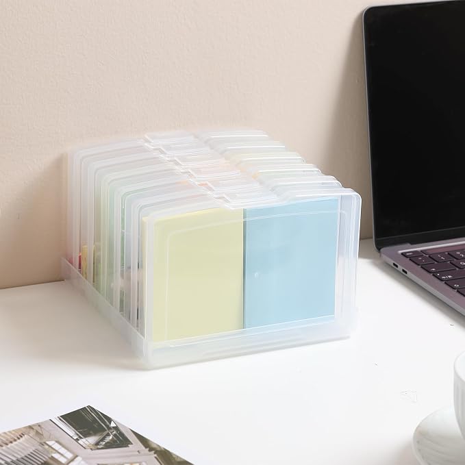 novelinks 6 Pcs 4"x6" Plastic Photo Storage Boxes with Tray (Clear 1Pack) | Photo Organizers and Storage, Task Boxes for Special Education, Flash Card Holder, 4x6 Index Card Holder, Picture Boxes