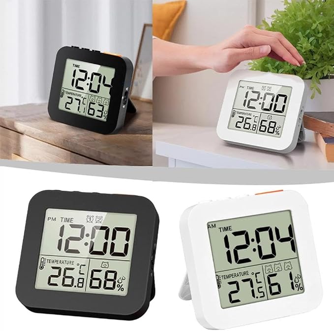 Waterproof Shower Clock, Digital Shower Timer Bathroom Clock with Alarm, LCD Screen Thermometer Hygrometer Clock Bathroom, Kitchen, Toilet