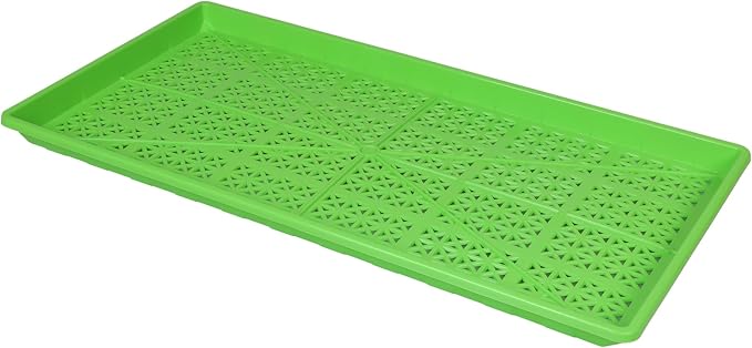 SUNPACK 10" x 20" Heavy Duty Mesh Plastic Seed Starting Tray, Green, 1" (Pack of 30) - Ensures Water Drainage and Aeration, Perfect for Greenhouses or Indoor Gardening