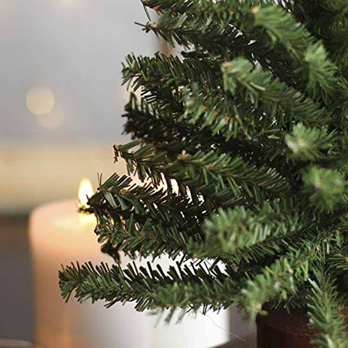 Small Artificial Canadian Pine Christmas Tree by Factory Direct Craft Mini 18 inch Artificial Pine Christmas Tree with Real Wood Base - Add to Holiday Décor and Decorations in Home or Office - Image 2
