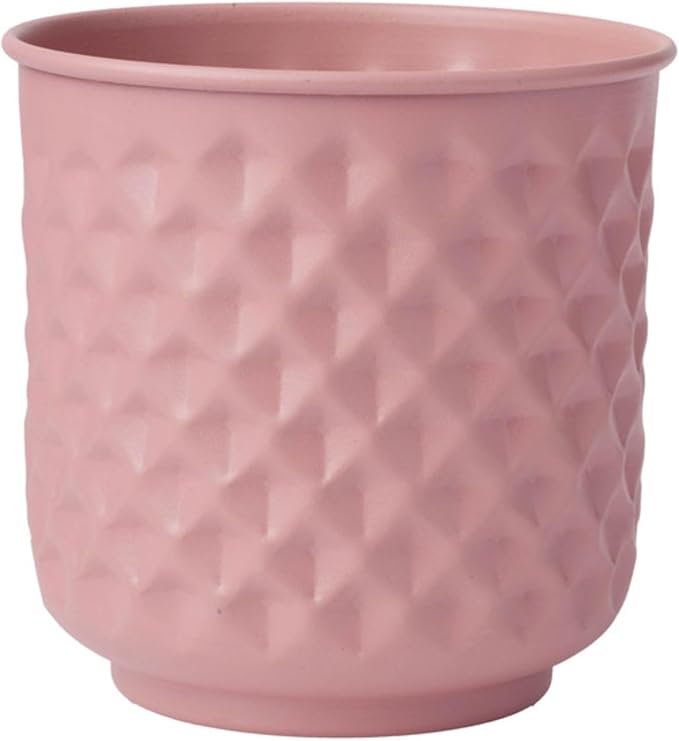 Bloem Prism Indoor Metal Cachepot Set - Includes 6", 8", 10" and 12" Decorative Planters with Powder-Coated Finish, Removable Drain Plugs, Dusty Rose