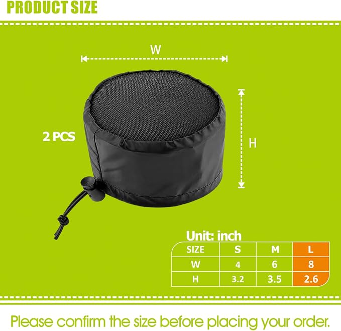 Grow Tent Vent Covers - 8" Dustproof Duct Filter Vent Cover with Elastic Band & Fixed Buckle for Plant Grow Tent Accessories, 2 Pcs (8")