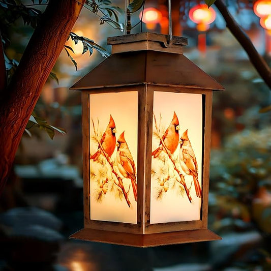 JOBOSI Solar Lantern Cardinals, Portable Decorative Gift, Solar Light, Gifts for Mom, Women, Grandma, Garden Yard Lawn Decoration, Christmas and New Year Gifts