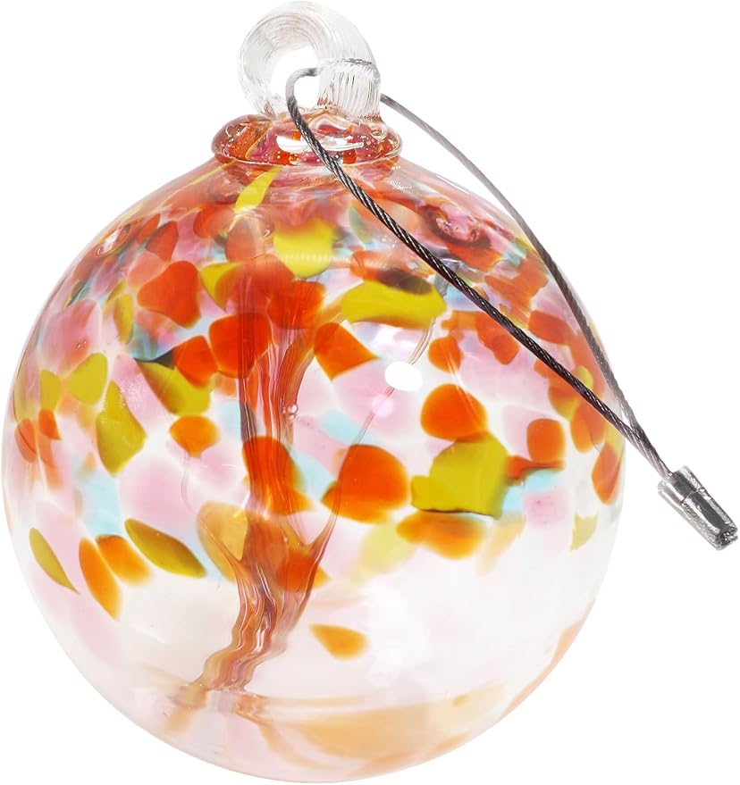 Dale Tiffany Hand Blown Glass, 4" Diameter Eden, Tree of Life Collection, Witch Globe Hanging Garden Indoor/Outdoor Decorative Ornament Gazing Ball