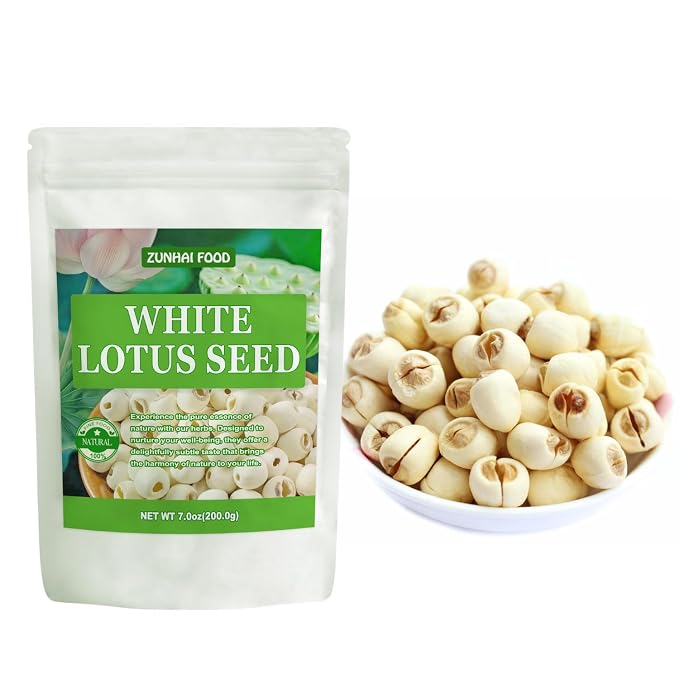 Dried Lotus Seeds, 7.0oz (200g) | Shelled & Peeled Lotus Nuts for Soup, Dessert & Herbal Tea | Rich in Protein, Vegan, Non-GMO, Resealable Bag