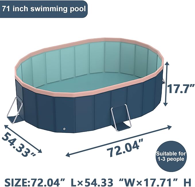 Foldable Pool, Hard Plastic Collapsible Pool, Large Non Inflatable Rectangle Pool Above Ground, Backyard Pool for Adults, Oversized Thickened, Easy Assembly (Round Corner 67 Inch)