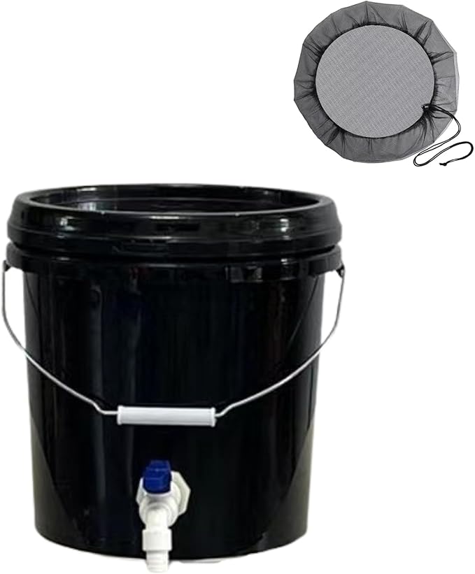 Rain Barrel Spigot Kit Portable Rain Barrel Water Catcher Container with Spigots and Screen 2 6 Gallon Capacity (Black)