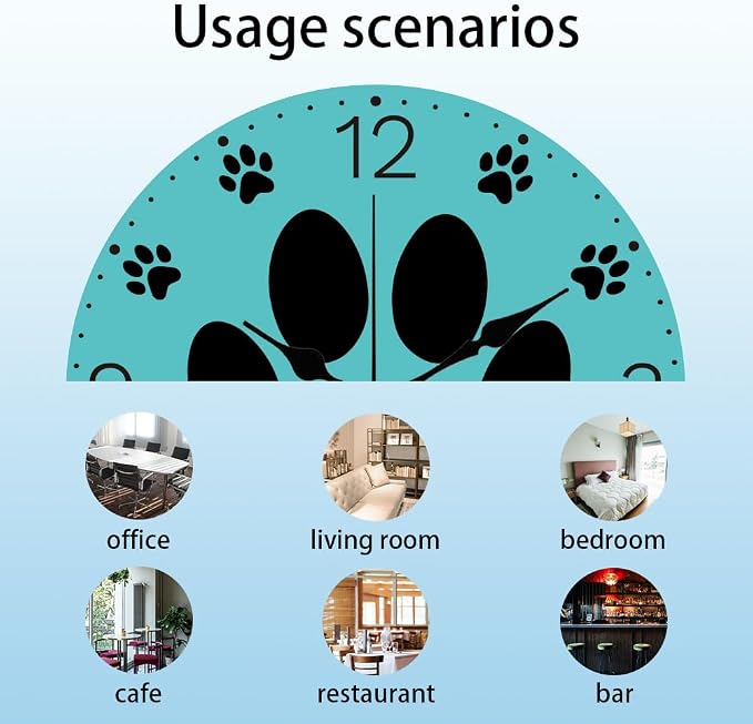 CHGCRAFT Dog Paw Prints Wall Clock 12 Inch Battery Operated Wall Clock Butterflies Non Ticking Silent Decorative Clock for Office Bedroom Home Decor