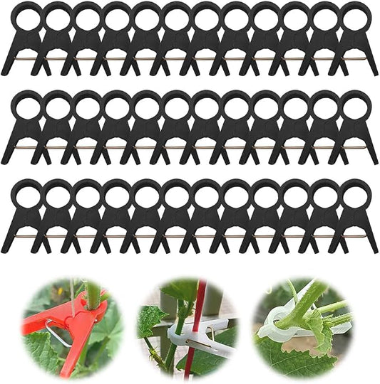 Plant Support Clips Reusable Garden Clips, Secured Plastic Plant Clips for Climbing Plants Outdoor, Plant Fixing Clips Tomato Clips for String Trellis, Vine Clips Trellis Clips (100, Black_18MM)