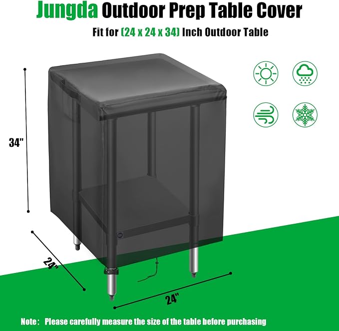 Outdoor Prep Table Cover, 24 Inch Waterproof Stainless Steel Prep Cart Table Cover, Patio kitchen Grill Bbq Food Prep Table Cover - 24 x 24 x 34 Inch