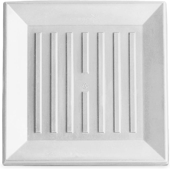Crescent Garden Universal Square Plant Saucer, Modern UV Safe Durable Drip Tray for Square Planter, Heavy-Duty Plastic Drainage Dish, Large Outdoor Flowerpot Saucer - 16'' inner x 19.75" outer (White)