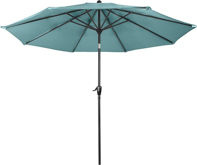 Pure Garden Patio Umbrella with Auto Tilt - 10ft Easy Crank Outdoor Umbrella with Vented Canopy for Deck, Balcony, Porch, Backyard, or Pool (Dusty Green)