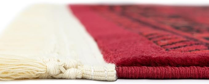 Unique Loom Tekke Collection Area Rug - Sheibani (2' x 8' Runner Red/Black)