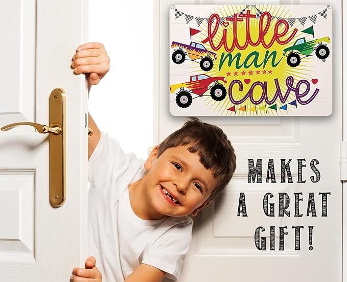 Metal Sign - Little Man Cave - Durable Metal Sign - Use Indoor/Outdoor - Makes a Great Kid's Room Decor and Baby Shower Gift Under $25 (12" x 18")