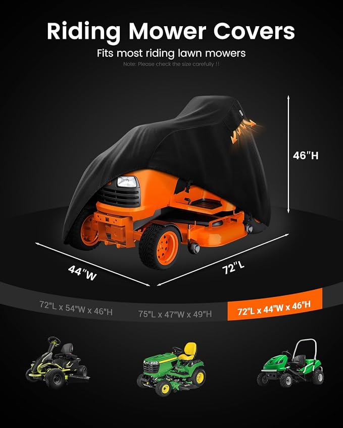 FORSPARK Riding Lawn Mower Cover – Waterproof & UV-Resistant High-Density Oxford Fabric, Fits Decks Up to 44", Windproof & Tear-Resistant Outdoor Protection with Storage Bag