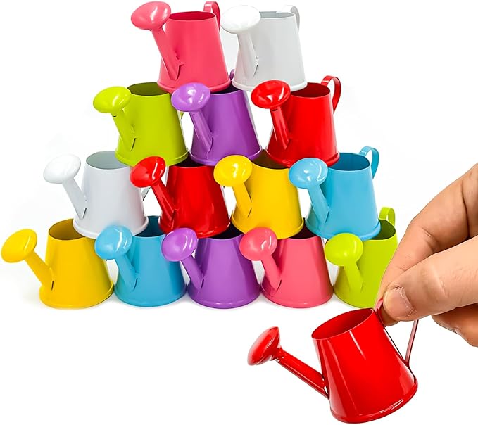 14 Pcs Mini Watering Can Miniature Color Watering Pot Garden Water Can Mini Kettle for House Crafts Party Favors - Rustic Galvanized Jug Vase, House Decor & Gardening Accessories for Flowers