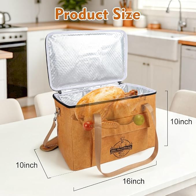 BBQ Blanket for Resting Meat, Insulated Meat Resting Bag for Brisket, Pork Shoulder & Turkey, Reusable BBQ Resting Bag for Smoker and Grilling, 16 x 10 x 10 Inch, Yellow
