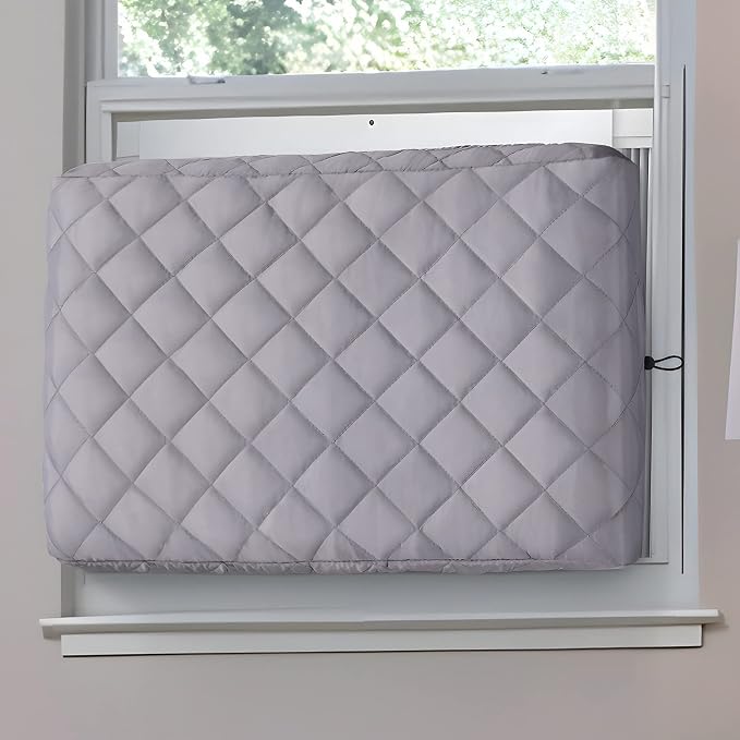 COSFLY Window Inside AC Covers, Air Conditioner Cover, 17”L x 13”H x 3.5”D | For Indoor, Double Insulation, All-Weather Draft Protection, Elastic Drawstring, Blue