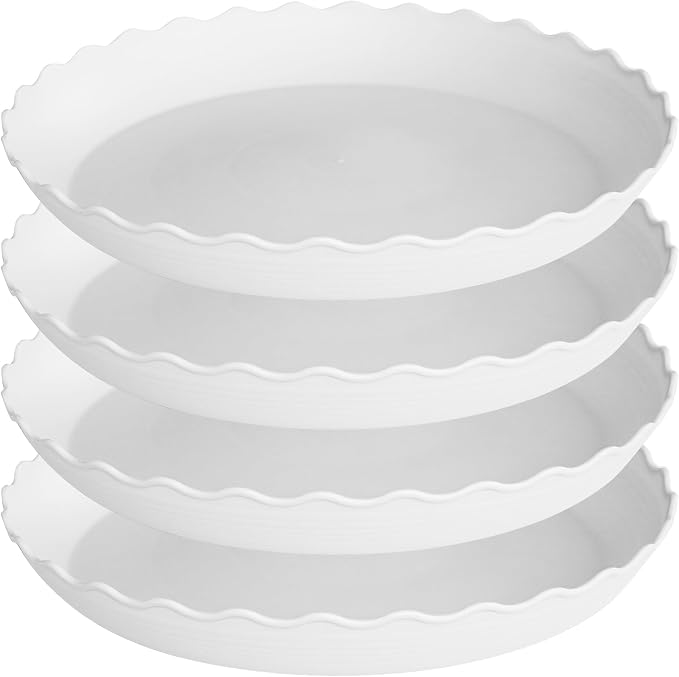4 Pack Plant Saucer 18 inch, Heavy Duty Plastic Plant Saucers, Durable Plant Tray for Pots, Flower Saucers for Indoors, Plant Pot Saucers, Trays for Planter (White)