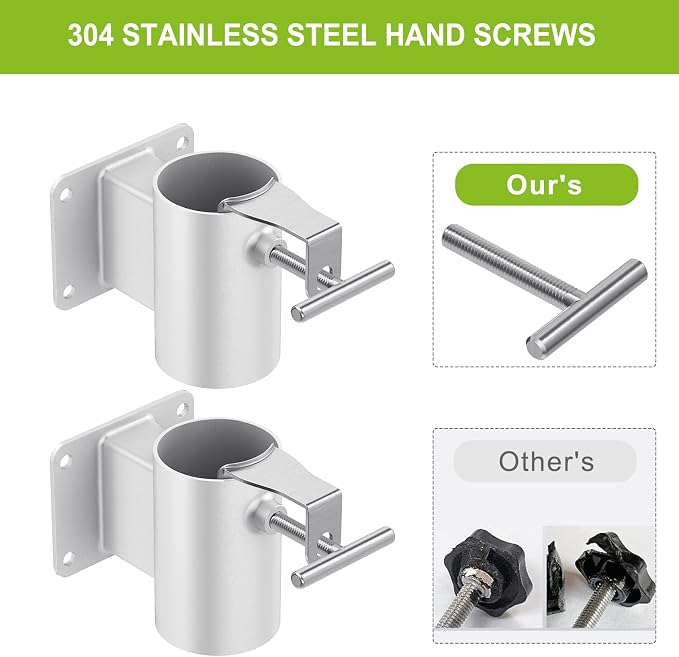 Heavy Duty Deck Railing Umbrella Holder, Patio Umbrella Stand for 1-2 Inch Poles, Space-Saving Design, Secure & Sturdy Flat Mount for Deck Railing, Balcony, Outdoor Courtyard, Fences, White