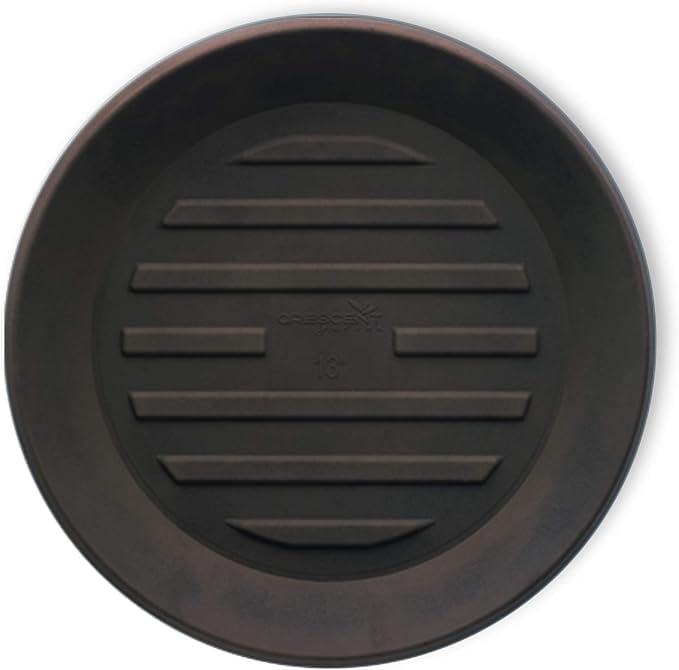 Crescent Garden Universal Round Planter Saucer, Durable Drainage Dish for Plant Pots, Heavy-Duty Plant Dishes Saucer, Indoor & Outdoor Plant Trays - Old Bronze (18.5 inch Inner, 23.5 inch Outer)
