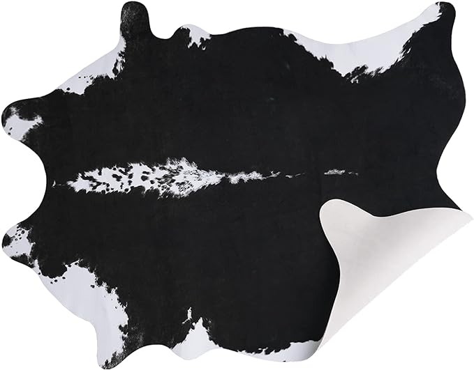 AROGAN Faux Cowhide Rug, Black Cow Print Small Animal Area Rug, 3.6x2.3 Ft | Premium Cow Hide Carpet, Western Rug for Bedroom Living Room Decor, Durable Faux Cow Skin Cowhide Area Rug