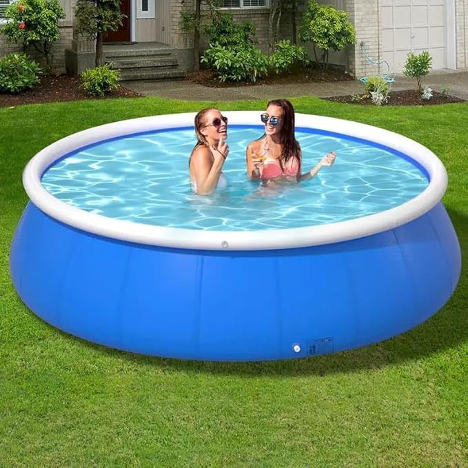 Montary Extra Large 120"x120"x30" Inflatable Swimming Pool for Family- Thickened Backyard Summer Pool, Outdoor Blow Up Design with Coil Mesh, Foldable & Portable