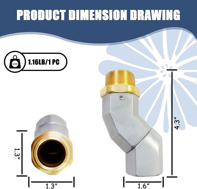 1" NPT 360 degree Fuel Transfer Hose Swivel Connector -Multi-Plane Fuel Nozzle Swivel for Fuel Transfer Pumps & Nozzles, Reduces Hose Kinking,Universal Fit for Fuel Handling Systems