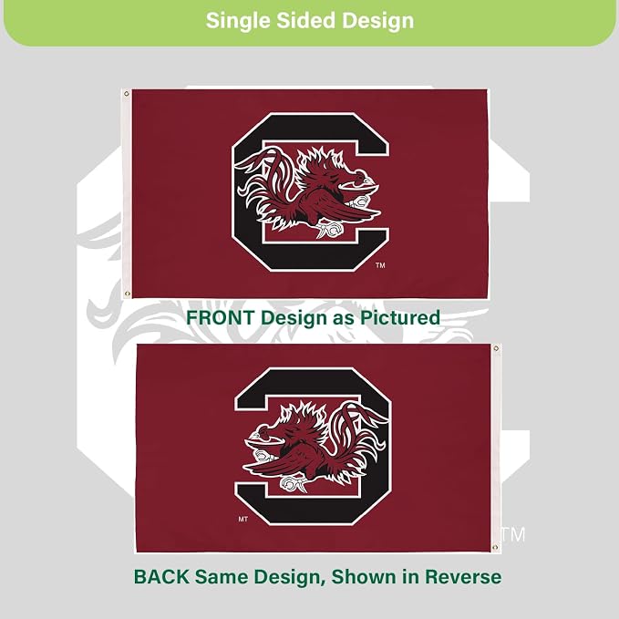 NCAA University of South Carolina Flag with Grommets, 3'x5' Outdoor College Flags & Banners for Garden Patio Indoor Wall Décor