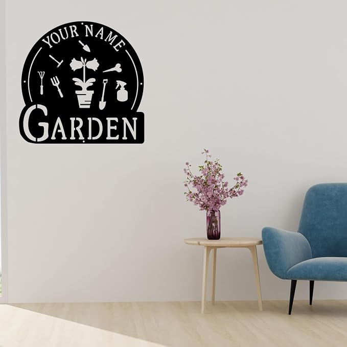 CFC0121326 Personalized Metal Garden Sign, Custom Plaque for Women, Mom, Grandma - Rustic Decoration for She Shed, Potting Shed