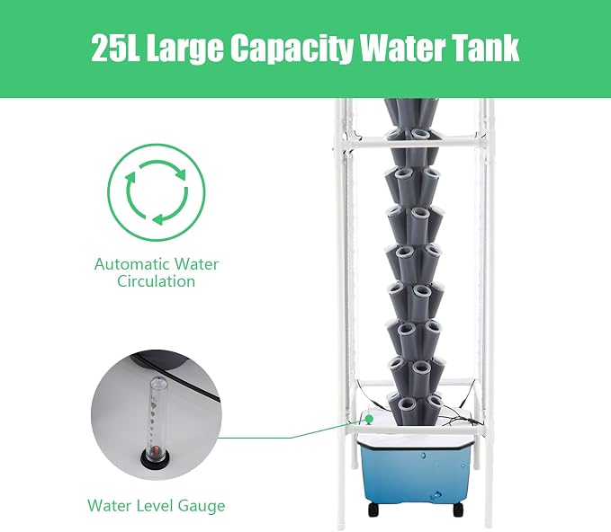 70 Holes Indoor Hydroponic Grow Tower with 8 LED Lights, 14 Layer Vertical Hydroponic Gardening Tower with Wheels, Timer, Garden Growing System Kit or Home, Office, Balcony, Kitchen, 84.64'' H