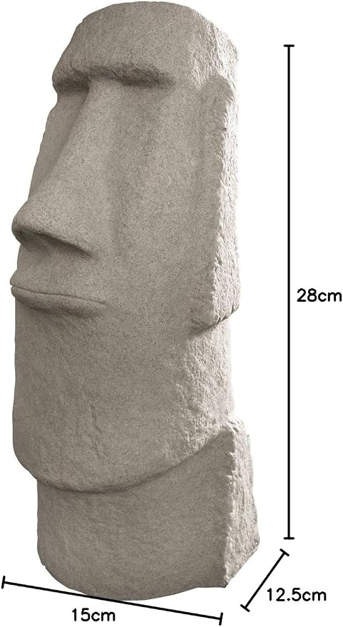 EMSCO Group Easter Island Head Statue – Natural Granite Appearance – Made of Resin – Lightweight – 28” Height