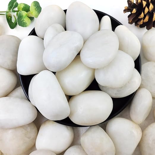 YISZM 40lbs White River Rocks for Landscaping, 2-3 Inch Natural Pebbles for Indoor Plants, High Polished Decorative Stones Garden Outdoor and Indoor DIY Vase Filler Fish Tank Aquariums