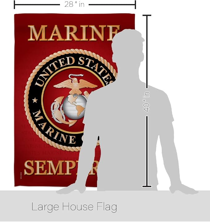 Marine Corps House Flag - Pack Armed Forces USMC Semper Fi United State American Military Veteran Retire Official Support Our Troops - Banner Small Garden Yard Gift Double-Sided 28 X 40