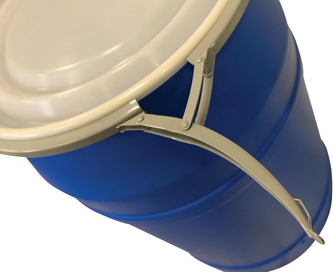 55-Gallon Open Head Water Storage Barrel, BPA Free, Emergency Water Supply - Eco Friendly - Lever-Lock Lid - Made in USA (Blue)