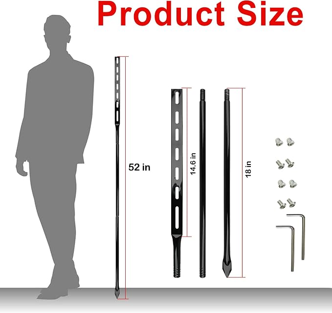 Heavy Duty Metal Sign Stakes with Mounting Hardware, Black Steel, 52 Inch Length, Ground Post for Yard Signs, 2 Pack