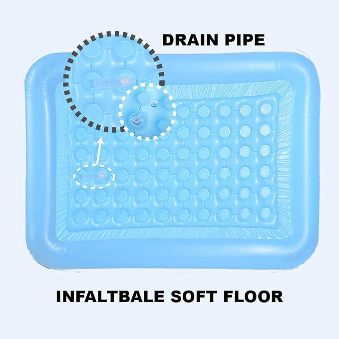Inflatable Swimming Pool for Kids, 59" X 45" X 20" Kiddie Pools with Inflatable Soft Floor, Durable Blow Up Pools for Backyard, Garden or Indoor (Blue)