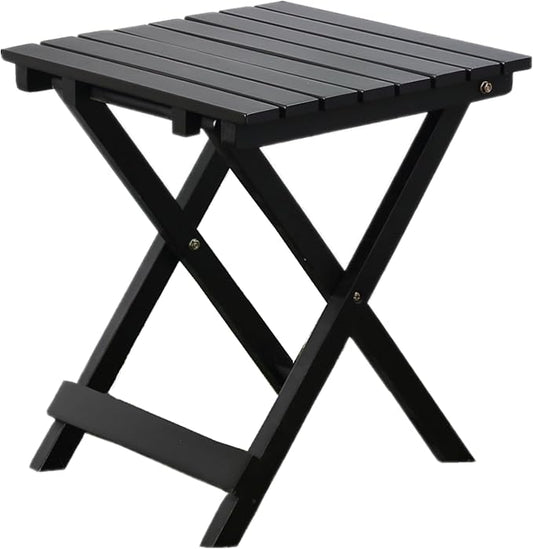Outdoor Small Table Square Folding Wooden Patio Side Table Furniture Table for Adirondack Chair, Balcony, Porch, No Assembly Required, Black
