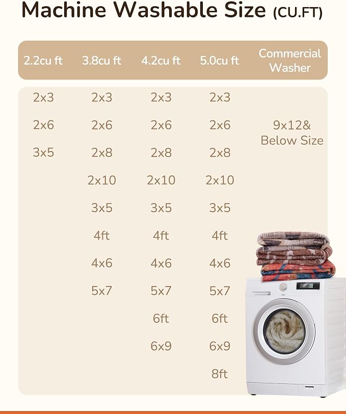 Area Rug 9x12 Machine Washable Non-Slip Low Pile Print Pattern Western Rug for Living Room Bedroom Entryway Tribal Series - Cream/Camel | Soft Western No Slip Low Pile Print Foldable Indoor for Kitchen Dining Room