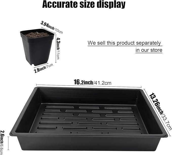 RooTrimmer 4 inch (10CM) Square Nursery Pots 60pcs, Sturdy Seedlings Trays 5 Pcs, Seeds Starter Germination Tray, Microgreening Planter Nursery Propagation 5 Sets