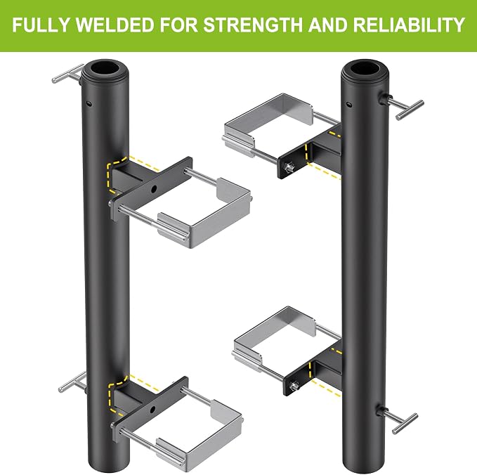 Dolibest Heavy Duty Patio Umbrella Holder, Steel Deck Clamp Holder up to 2'' Poles, Deck Mount Umbrella Holder, Space Saving Design, Attaches to Railing Max Width 4 inch, Easy Installation