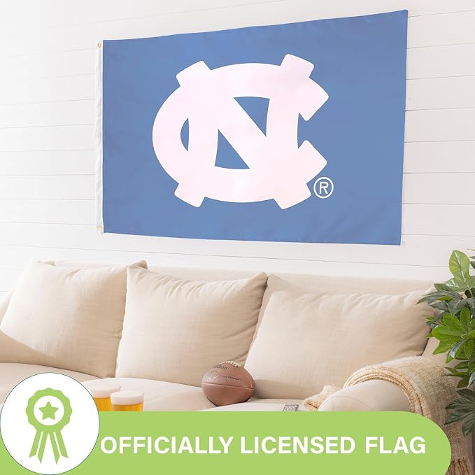 NCAA University of North Carolina Flag with Grommets, 3'x5' Outdoor College Flags & Banners for Garden Patio Indoor Wall Décor