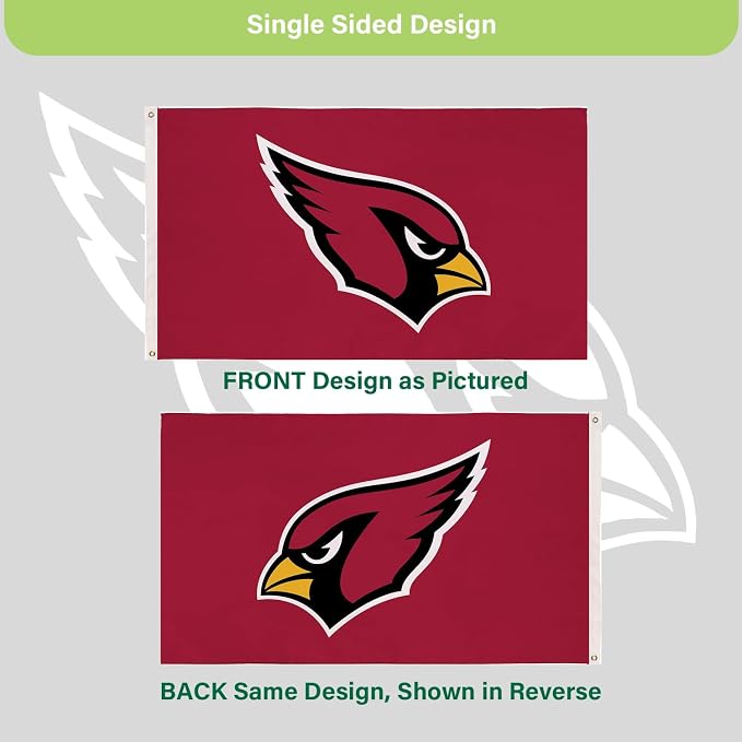 NFL Arizona Cardinals 3 x 5 Outdoor Durable House Flag with Grommets | Sport Team Flag & Banner | Indoor Wall Decor Flag for Room | Works with Flag Poles for Outside House